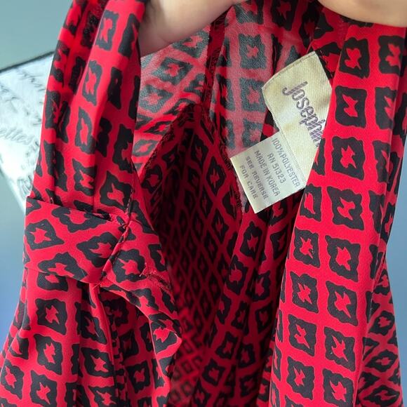 Vintage Josephine Women red & black patterned button up collared blouse - Picture 11 of 11